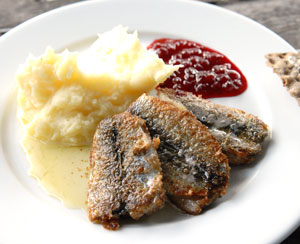 Stekt strömmingsflundra med potatismos Stekt strömmingsflundra med potatismos