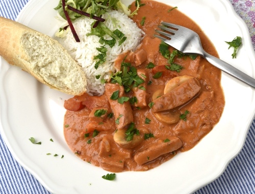 Korv Stroganoff med falukorv Korv Stroganoff med falukorv