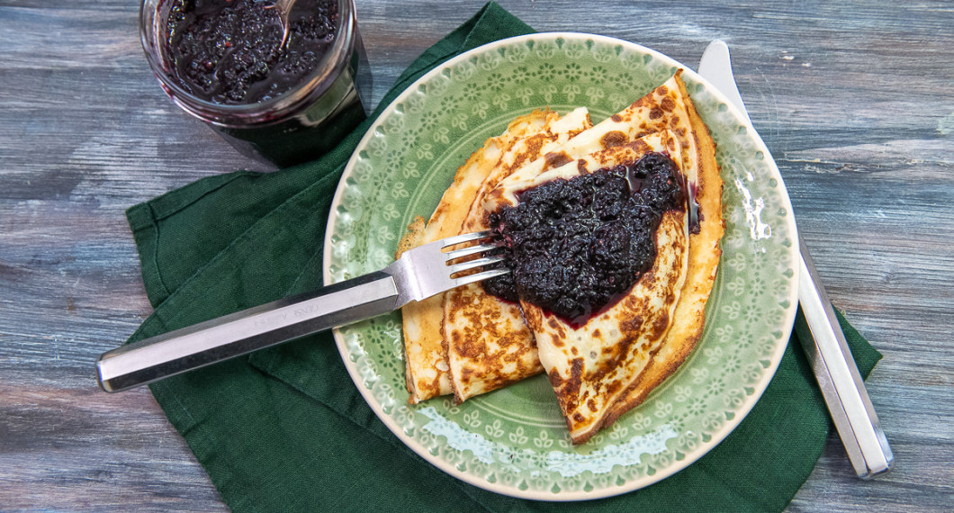 Mullbärssylten är riktigt god till pannkakor. 