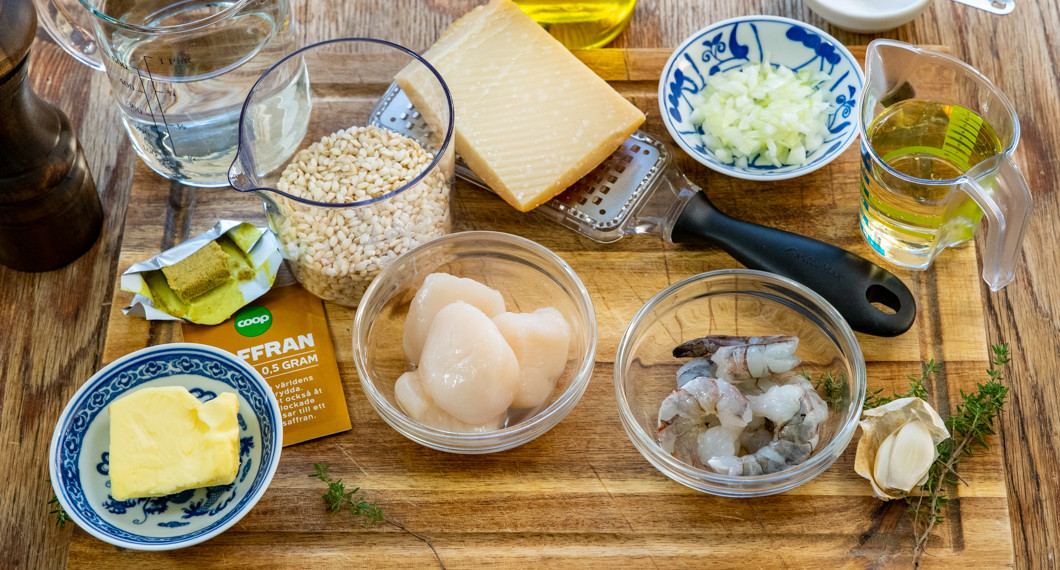 Ingredienser jag hade till saffransrisotton