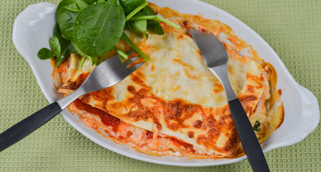 Spenatlasagnen kan även lagas separat portionsvis i portionsformar.  