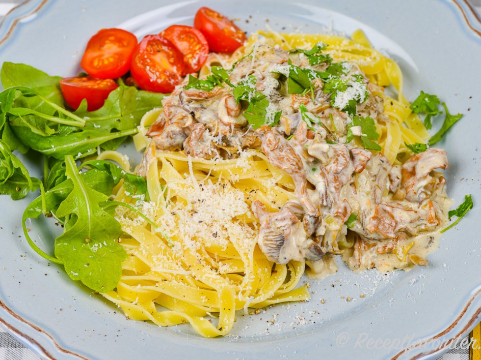 Pasta med kantareller och mascarpone