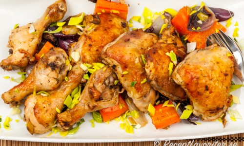 Grillad kyckling i ugn med örter och grönsaker