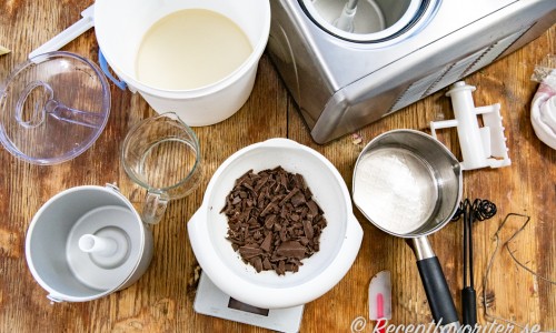Ingredienser till chokladsorbet