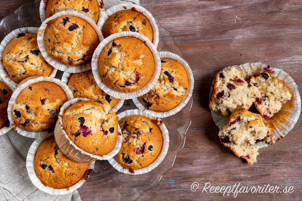 Supergoda muffins med bär, choklad och kokos