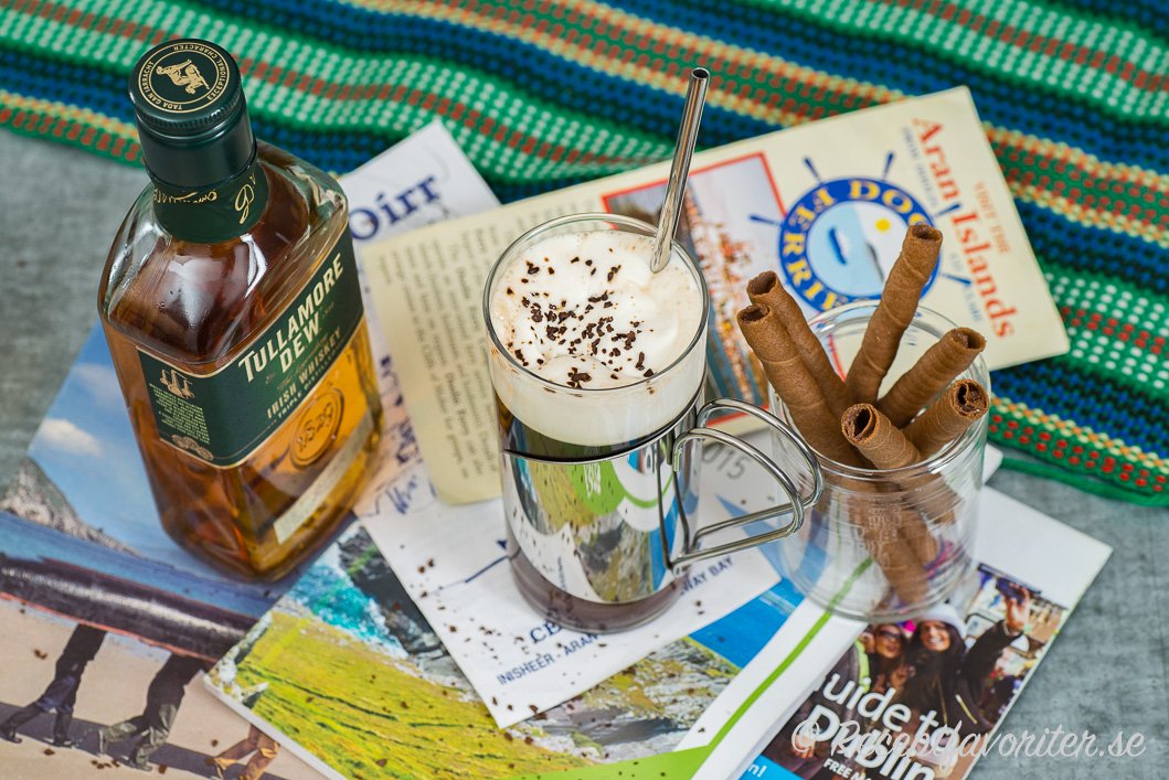 Irish coffee gjord med irländsk orökt whiskey